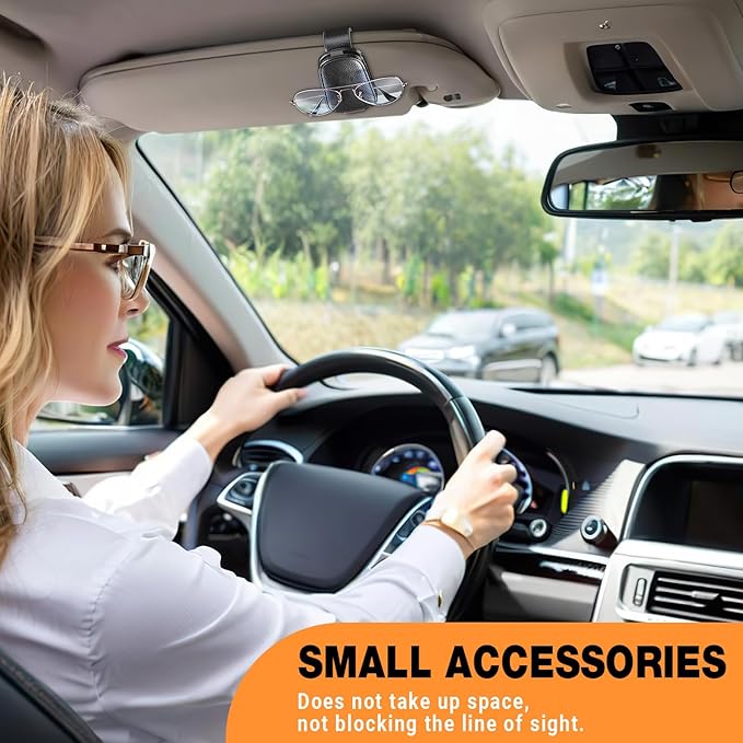 Coolpow 【2-Pack】 Magnetic Sunglasses Holder for Car Visor [Non Slip] Magnetic Glasses Car Holder, car Eyeglass Holder Leather Eyeglasses Clip Compatible with All Glasses