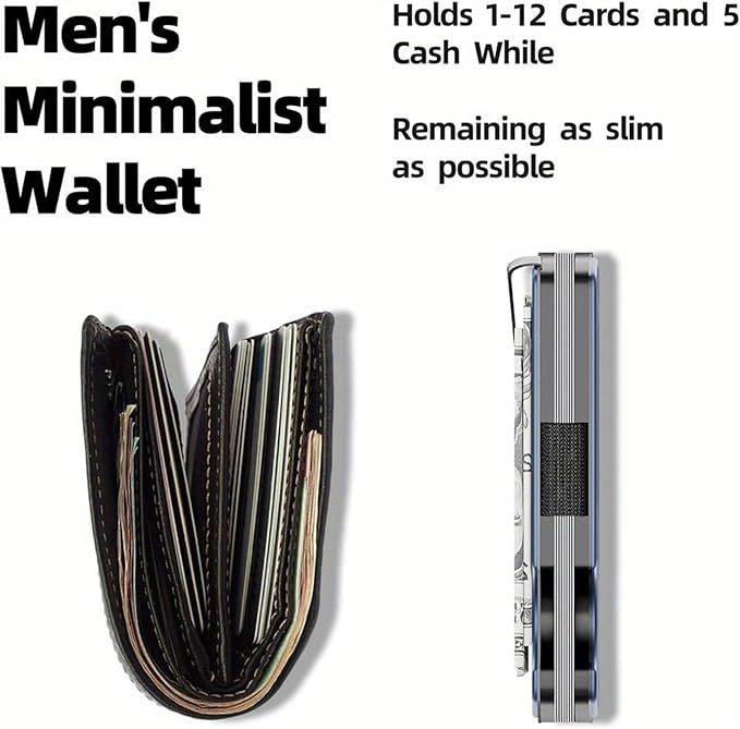 CCidea Mens Card Holder with Money Clip, Christmas Gifts for Men, Slim Minimalist Wallet for Men, Anti-scratch Carbon Fiber Wallet with RFID Blocking- Holds up to 12 Cards and 8 Bills (Green)