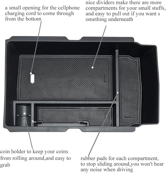 Vesul Center Console Organizer Compatible with Honda CRV CR-V 2026-2023 Car Accessories for 2023+ CR-V Hybrid, ABS Plastic, Black ABS Insert Tray Storage Box Glove Pallet