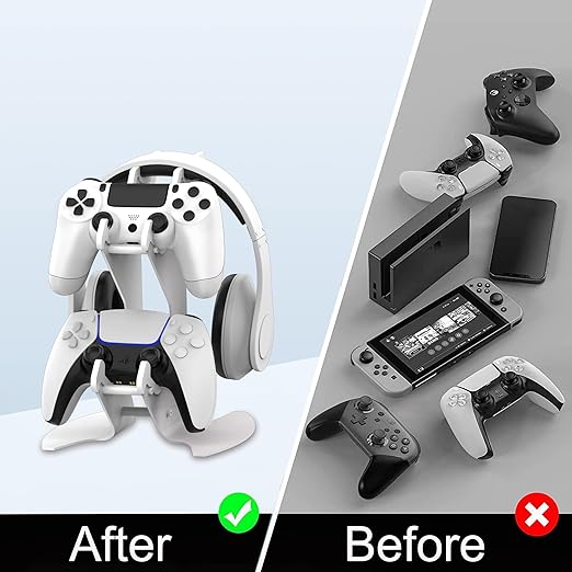 DOYO Controller Holder Stand, Universal Metal Material Game Controller Headset Stand Controller Accessories for Gamepad of PS5 / Xbox / PS4 / Switch （White