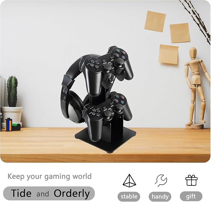 Controller Holder 2 Tier, Controller and Headset Aluminum Stand for Gaming Desk, Stronger Snap-on Construction Hanger for All Universal Gaming PC Accessories