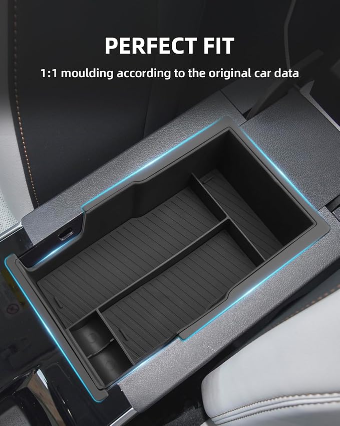 2PCS Center Console Organizer for 2026 2025 Chevy Equinox with Non-Slip Rubber Mat, Not fit for Equinox EV,2026 2025 Chevy Equinox Accessories, Black