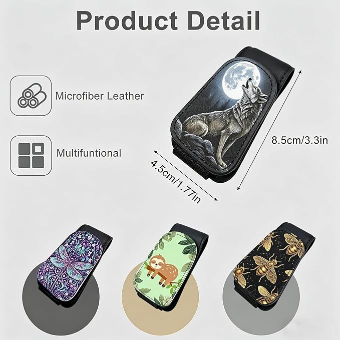 Highland Cow Car Sunglasses Holder Magnetic Leather Glasses Clip For Car Sun Visor Fluffy Cow Cars Accessories Eyeglass Hanger Organizer Universal Visor Clip For Women And Men Gifts Decor