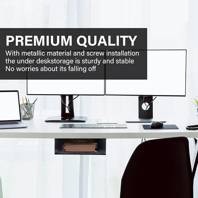 Under Desk Storage Shelf, Steel Under Desk Tray Mountable Add-On Shelf for Table Office Desk, Small (Pack of 1)