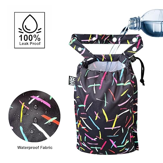 Cute Hanging Car Trash Garbage Bag 100% Leakproof Waterproof Multipurpose for Car Back Front Seat Console with Hanging Strap (Colorful Lines)