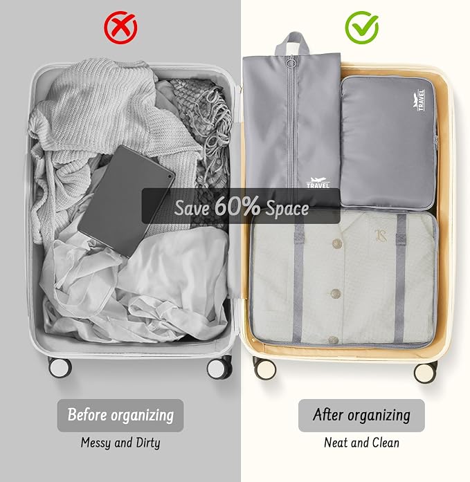 8 Set Packing Cubes for Travel Luggage Organizer Bags for Family, Mesh Packing Cubes for Suitcases, Travel Essentials Bags Set for Women & Men