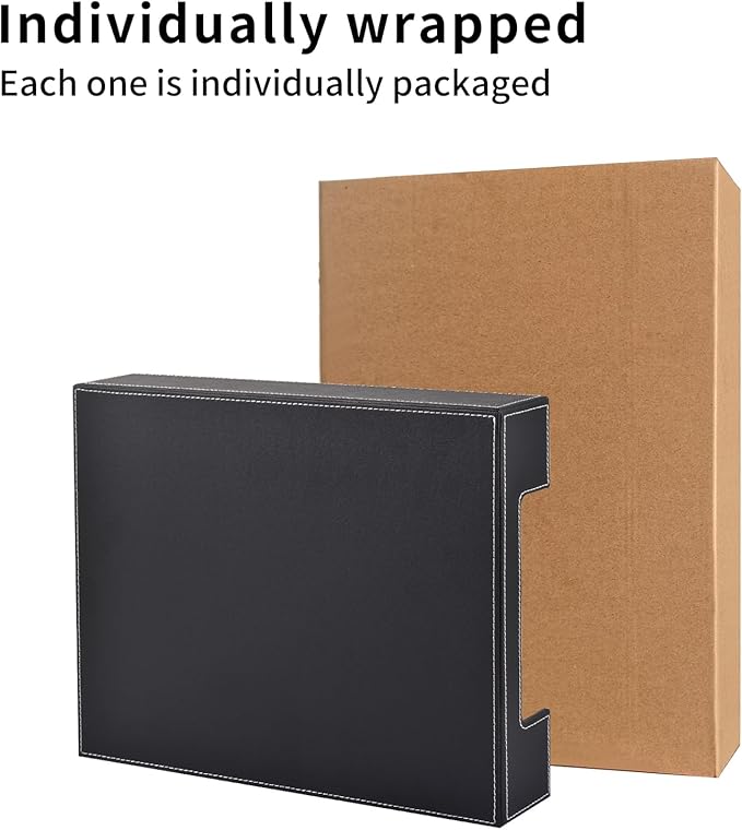 Leather Letter Tray, Office Supplies Desk Organizer for Mail Paper Files Magazines Jewelry Cosmetics,Luxury Letter Holder&Multipurpos Stackable Office Desktop Storage Box ,Black