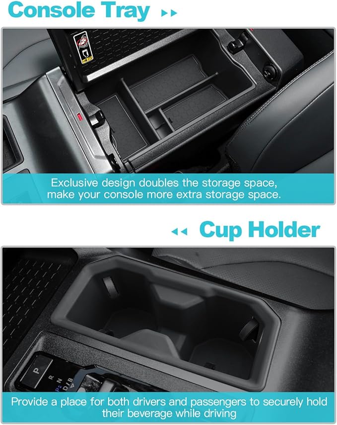 CDEFG 2Pcs for 2026 Toyota RAV4 Center Console Organizer for 2026 Toyota RAV4/ 2026 Toyota RAV4 Hybrid Accessories Middle Console Organizer Armrest Storage Box & Cup Holder
