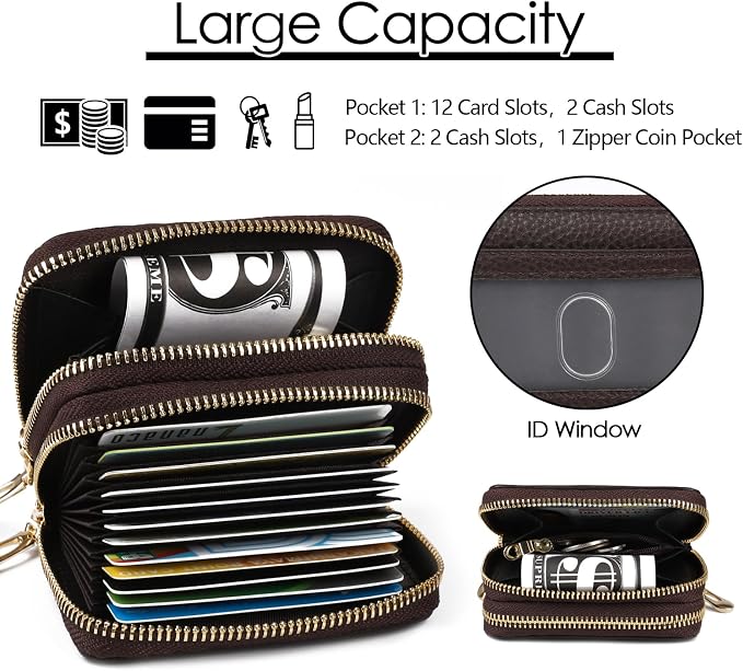imeetu Rfid Credit Card Holder,Genuine Leather Businese Card Case,Rfid Blocking Wallet for Women & Men