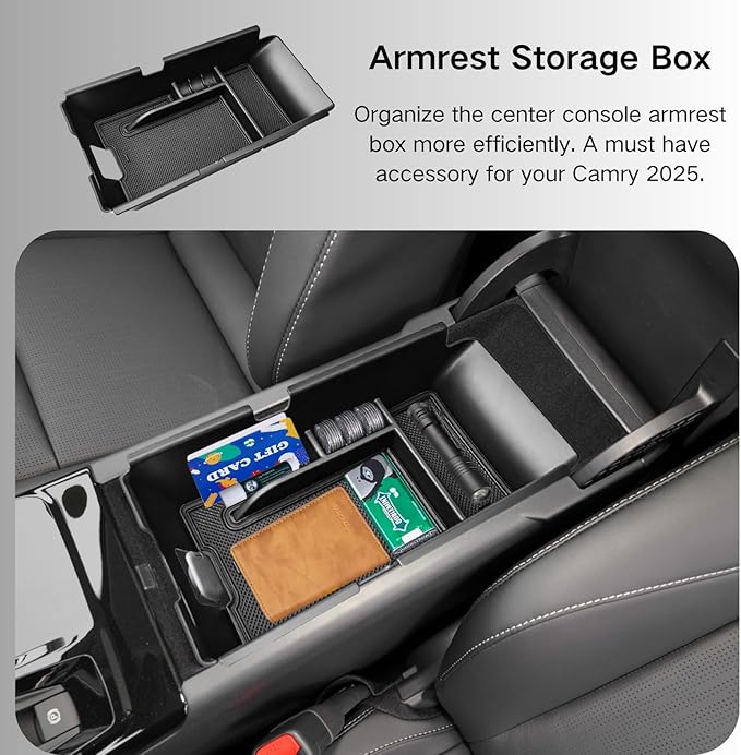 2PCS Centre Console Organizer Compatible with 2025 2026 Toyota Camry 9th Gen Accessories Armrest Storage Tray Interior Insert and Under Screen Storage Box