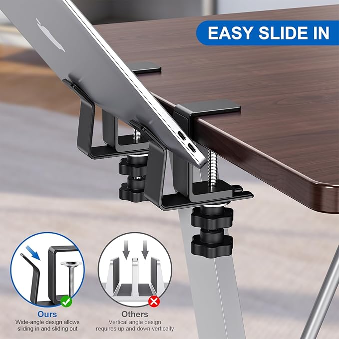 Vertical Laptop Stand, Adjustable Laptop Holder for Desk Side, fits All MacBook/Surface/Samsung/HP/Dell/Chrome Book (Black)