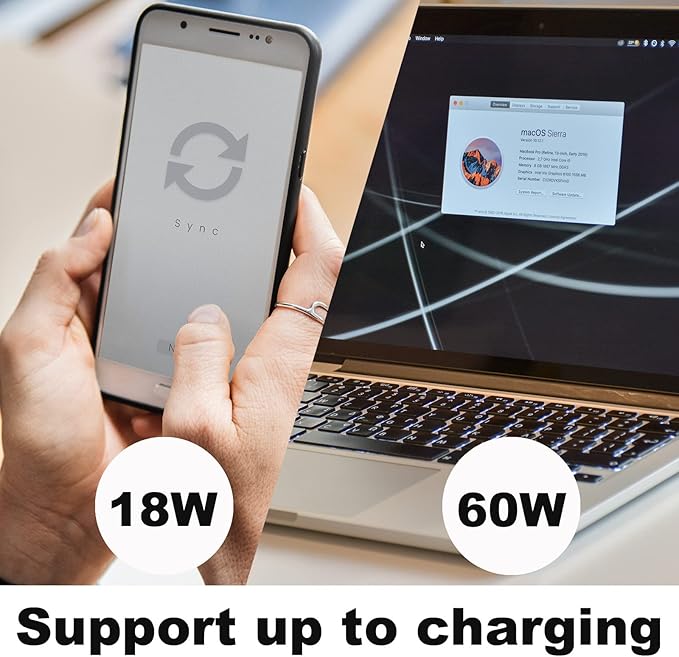 USB C Hub, 4-Port USB Splitter, USB Multiport Adapter for PC with 60W Fast Charge, 1 USB 3.0 Port and 2 USB 2.0 Ports for MacBook Air/Pro, iPad Pro, Laptops and More Type C Device