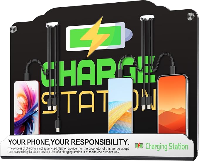 Wall Mount Charging Station with 8 Ports Phone Charger with Type-C,Android Port | Applicable for Applicable Airport Hospitals Banks Hotel and Public Places (Black)