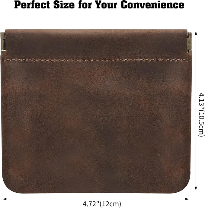 Jack&Chris Mini Coin Purse, Genuine Leather Small Coin Wallet, Leather Squeeze Coin Purse Pouch Change Holder For Men & Women, JC309