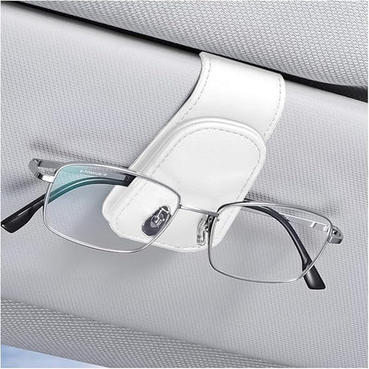 AICEL Sunglasses Holders for Car Sun Visor, Leather Eyeglasses Hanger Mounter, Magnetic Glasses Holder and Ticket Card Clip, Auto Interior Accessories Universal for SUV Pickup Truck