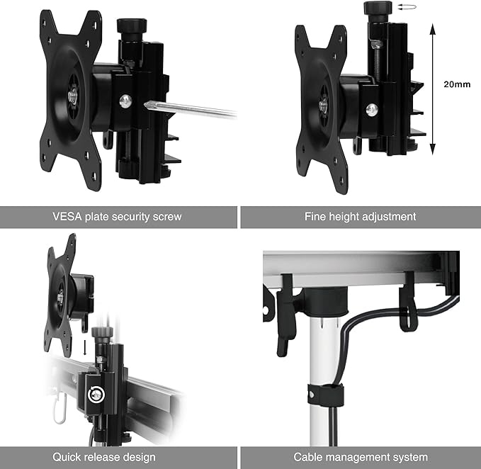 SIIG Premium Aluminum Triple Monitor Stand - Adjustable Height 3 Monitors 13" to 27" 17.6 lbs Each VESA 75 and 100 Compatible Full Motion (CE-MT2111-S1)