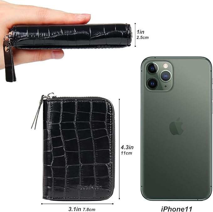 EcoVision Credit Card Holder RFID Card Case Wallet, Small Accordion Zipper Card Case Holder, Card Organizer Case for Women Men