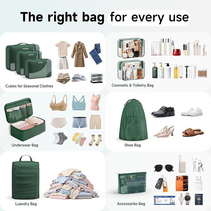 9 Set Packing Cubes for Travel, Gifts for Women Mom,Anti-Tearing Suitcase Organizer,OlarHike Vacation Essentials & Accessories for Cruise Ship