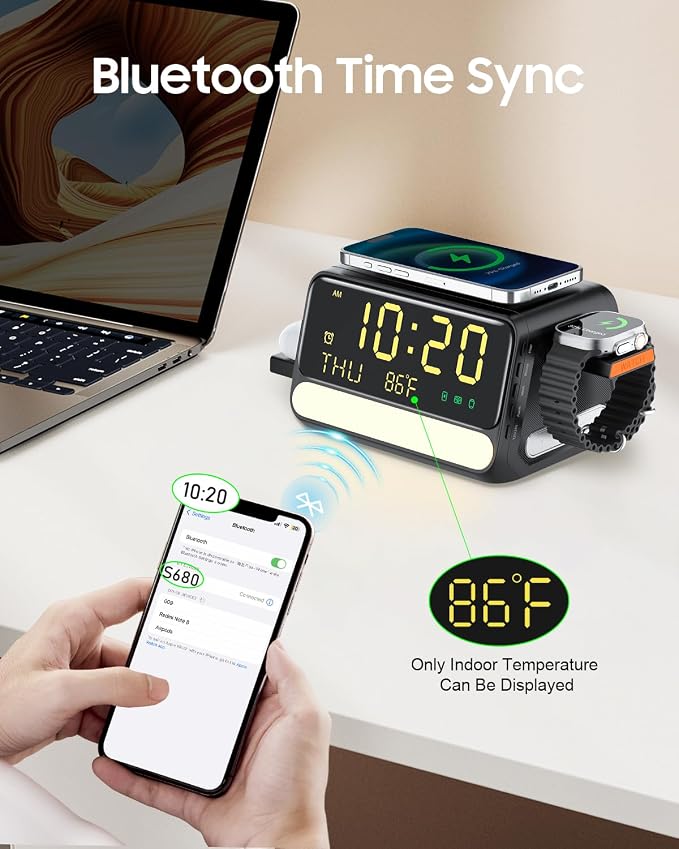 Upgraded 7-in-1 Wireless Charging Station for Apple&Samsung,Magnetic Charger with Voice-Controlled Night Light,for iPhone 17/16/15/14 Pro Max,Samsung Galaxy,Google Device,Apple&Samsung Watch,AirPods