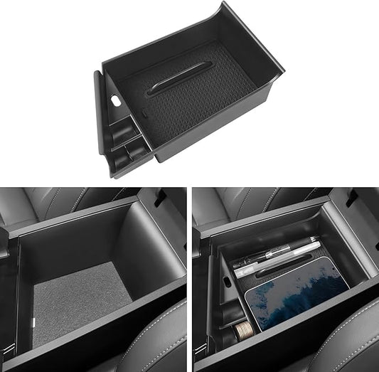 YOJOJOCO Center Console Organizer Compatible with Hyundai 2021-2025 2026 Elantra Accessories (NOT Fit Manual Hand Break Models) Black ABS Plastic Material Armrest Secondary Storage Box