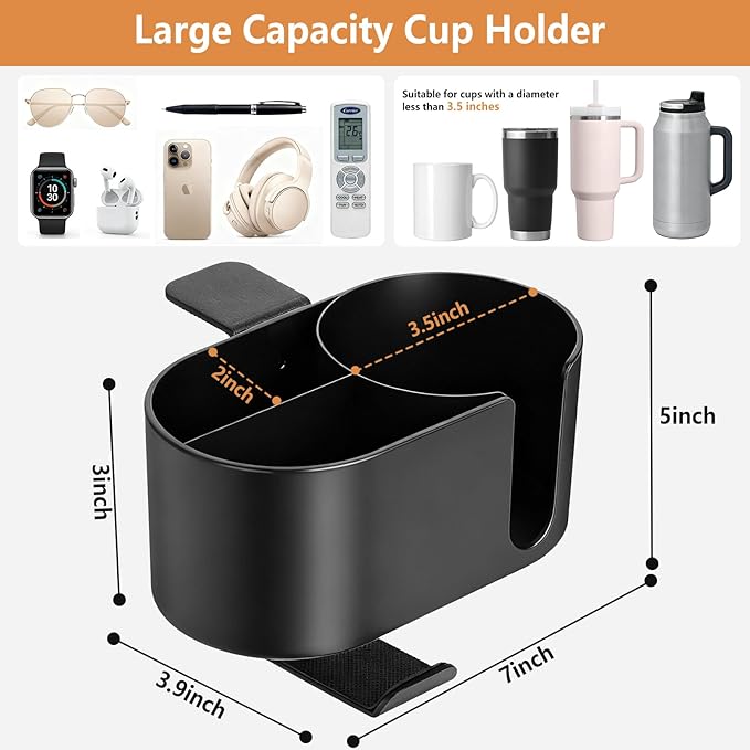 MYITYARD 4 in 1 Desk Cup Holder, Clamp On Drink Holder with Headphone Hanger, Anti-Spill Clip on Desk Organizer for Pen Phone Mug, Gaming Office Desk Accessories fits Most Desks