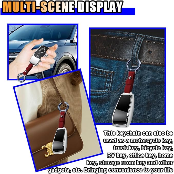 GLSOWEE Carabiner Key Ring Clip, Car Fob Key Keychain Holder Car Keychain Clip for Men Women, Key Ring Belt Holder (Red)