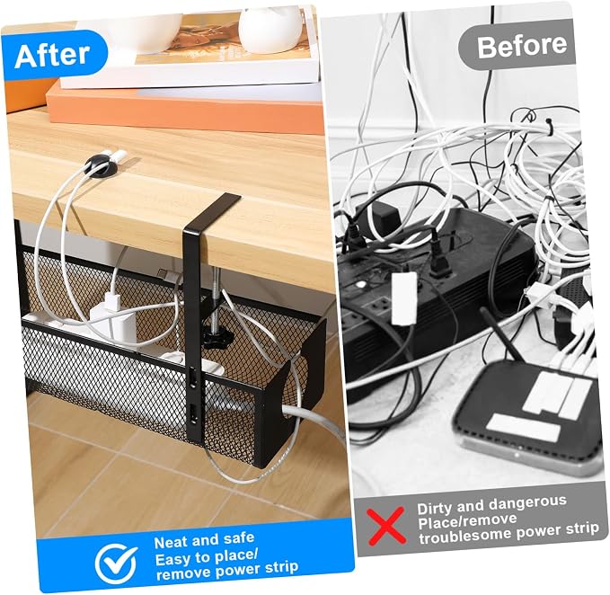 Veemoon Under Desk Cable Organizer Tray Capacity Metal Wire Storage for Home Installation Sturdy Design for Tidy Cord Management and Organization