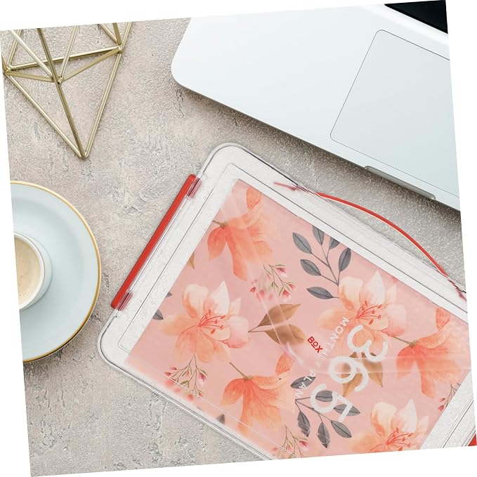 2pcs Clear Plastic File Storage Boxes with Lid and Handle Stackable Desktop Organizer for Documents Crafts and Office Supplies Portable Transparent Storage
