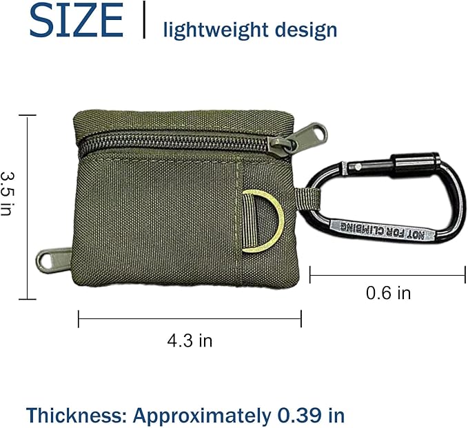 3 Pack Tactical EDC Keychain Pouch, Mini Wallet with Upgraded D-Ring - Military Mini Molle Utility Organizer for Outdoor, Hiking, Camping, Belt Gear, Zipper Pocket Bag