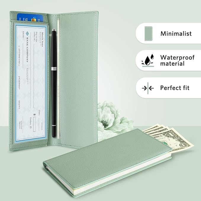 CoBak Premium Leather Checkbook Cover - RFID Blocking, Classic Design, Slim & Durable - Perfect for Personal & Business Checks