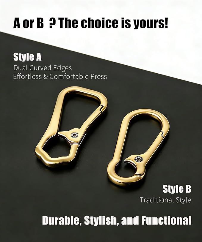 Metal Keychain Clip with Key Rings and D Ring, Heavy Duty Carabiner Key Chain Hook Holder for Car Home Keys