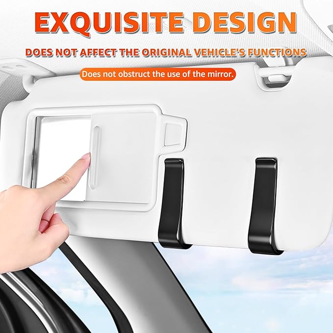 Car Sunglasses Holder for Sun Visor, Button Leather Eyeglass Hanger and Interior Storage Box