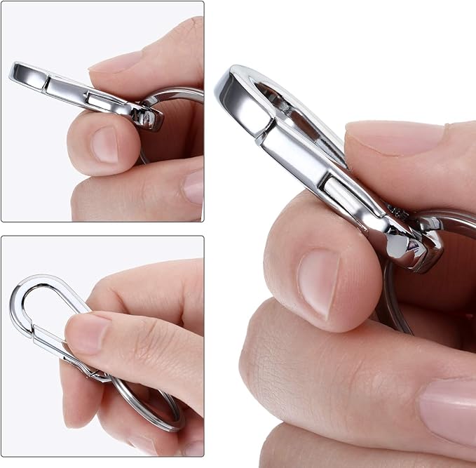 Mudder 4 Pack Metal Carabiner Clip Keychain Keyring Key Ring Chain Holder Organizer for Tile Key Finder Car Men and Women