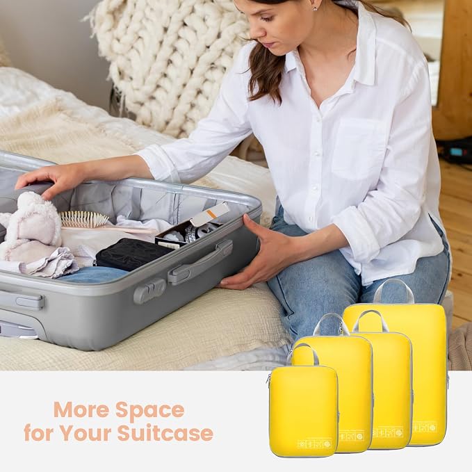 Cambond Compression Packing Cubes for Travel - Lightweight Expandable Travel Bags Luggage Organizers Travel Essentials Compression Cubes for Travel Space Saver for Carry on Suitcases Organizer