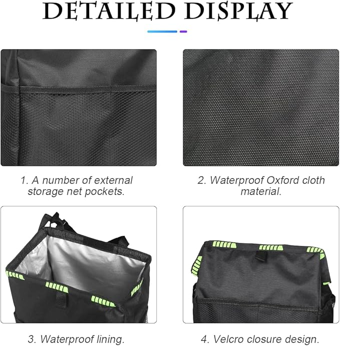 Fekey&JF Hanging Car Trash Can with Storage Pockets, Waterproof Leakproof Oxford Auto Garbage Bag, Multi-Use Organizer for Outdoor Traveling, Foldable Trash Bin for Truck, SUV, Home, Office (Beige)