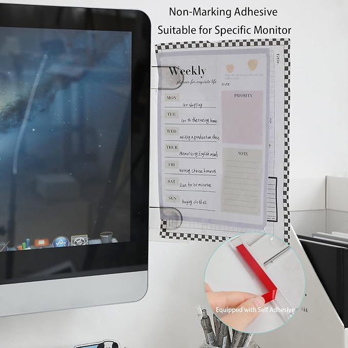 ZUFECY Monitor Memo Board Computer, Removable Clip Type Sticky Note Holder for Computer Screen,Suitable for Home Office Desk