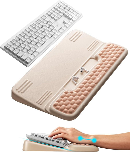 Vaydeer Keyboard Stand with Wrist Rest, Gaming Wrist Support Pad, Ergonomic Hand Rest Arm Soft Memory Foam for Palm Typing Comfort, Tilt Keyboard Riser Holder Lift Computer Desk Accessory Office Home