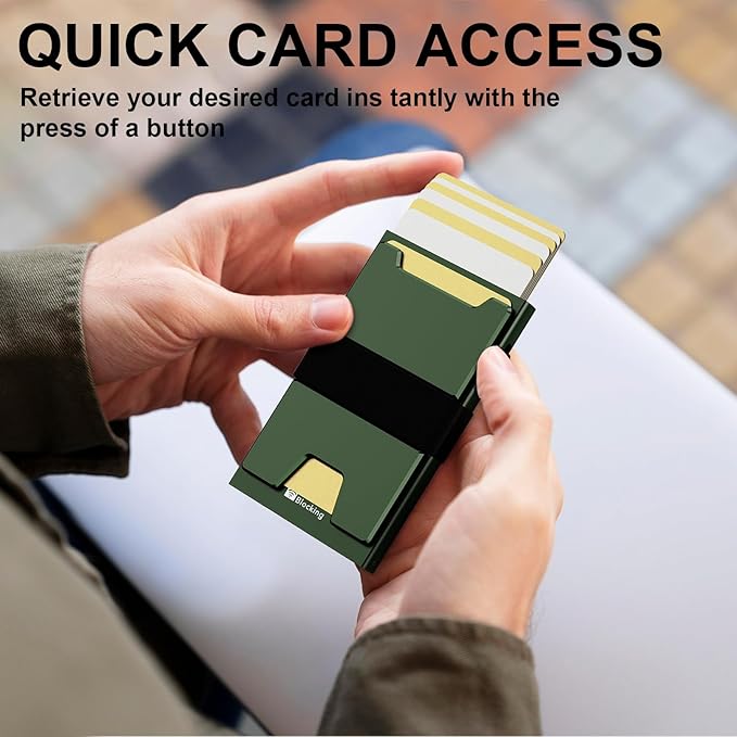Smart Card Wallet for Men Slim: Minimalist Wallet For Men - RFID Blocking Pop Up Front Pocket Wallet, Metal Wallet 11 Card Holder