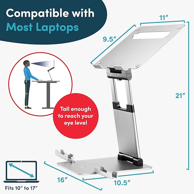 Lifelong Laptop Stand: Adjustable Height, Fits 10-17 Inch Laptops, Portable & Desk-Mounted
