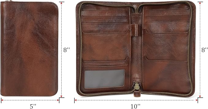 Polare Full Grain Leather Passport Holder Cover Case for Men RFID Blocking Travel Wallet Holds 4 Passports (Coffee)