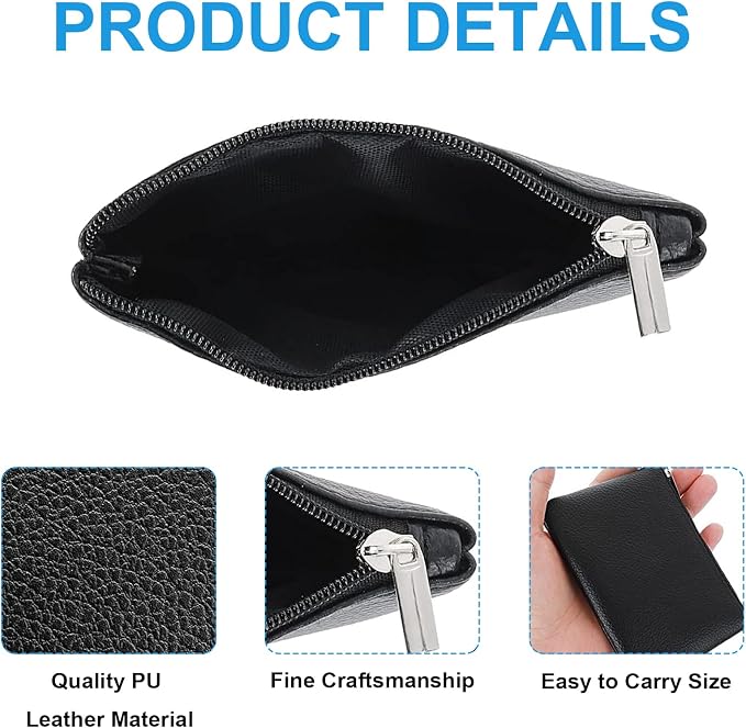 4 Pack Leather Zipper Coin Purse,Portable Change Wallet,Coin Pouch with Zipper for Men Women,Small Pouch Change Purse Coin Bag,Mini Coin Pocket Pouch Change Holder for Men Women(4 colors)