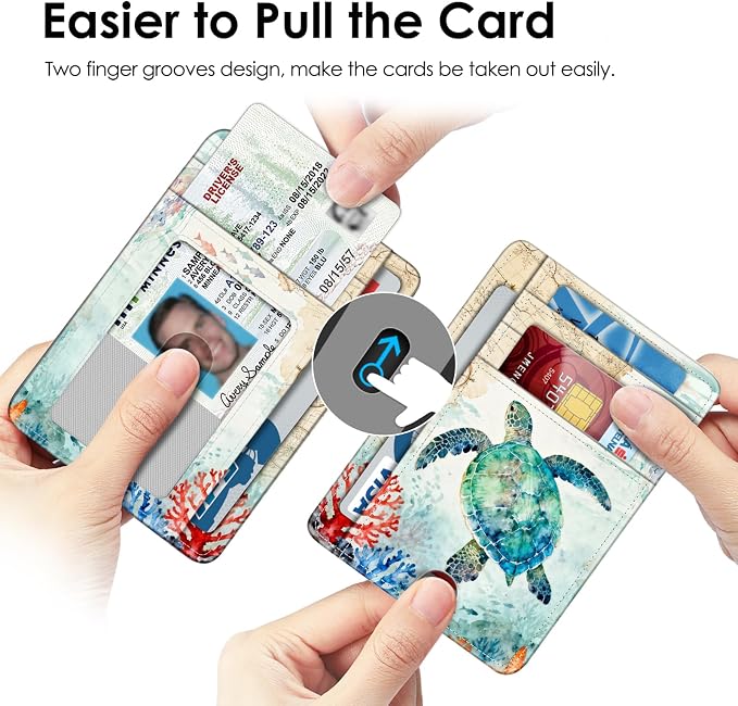 FINTIE Slim Minimalist Front Pocket Wallet, RFID Blocking Credit Card Holder Card Cases with ID Window for Men Women (Underwater World)