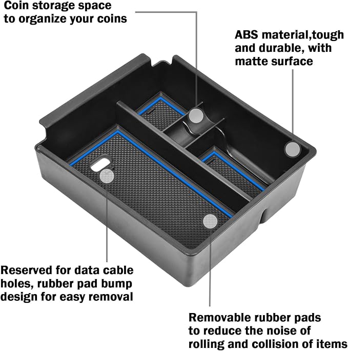 TACORBO Center Console Organizer Compatible with Hyundai 2022-2024 Tucson Plug-in Hybrid/Hybrid all Trims and Tucson Gas Limited and Santa Cruz 2022 2023-2025 Accessories, Armrest Insert Tray, Blue