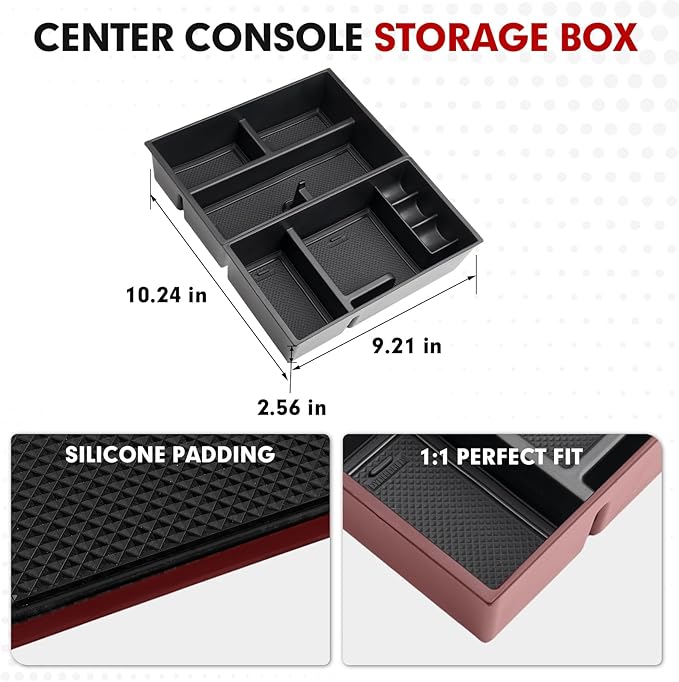 Autorder 2PCS Center Console Organizer for 2024 2025 Toyota Grand Highlander LE/XLE/Limited/Platinum/Nightshade Hybrid Accessories Armrest Storage Box Secondary Insert Tray