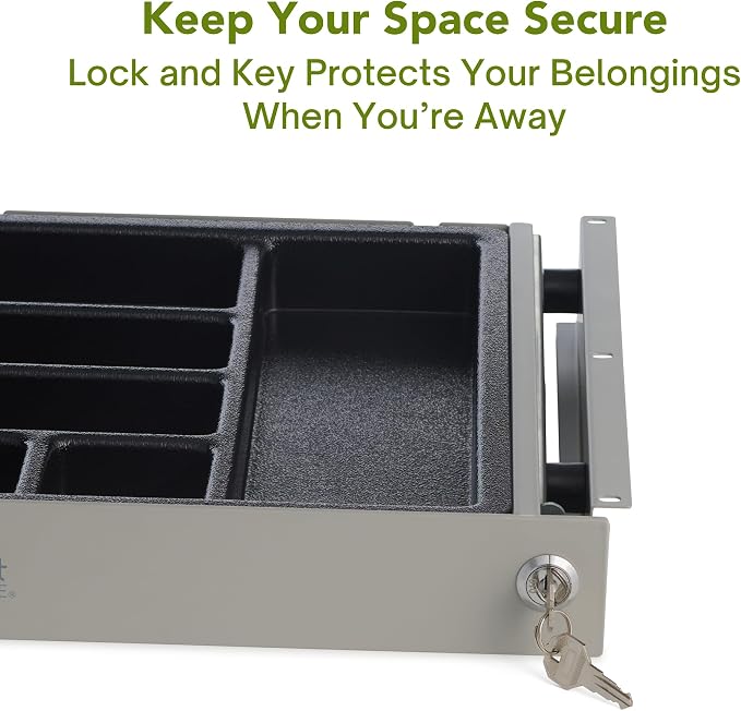 PERFECT POSTURE Max Under Desk Storage Drawer – Large Desk Drawer with Lock for Regular & Sit-Stand Standing Desks, Gray (12.3” x 12.8”)