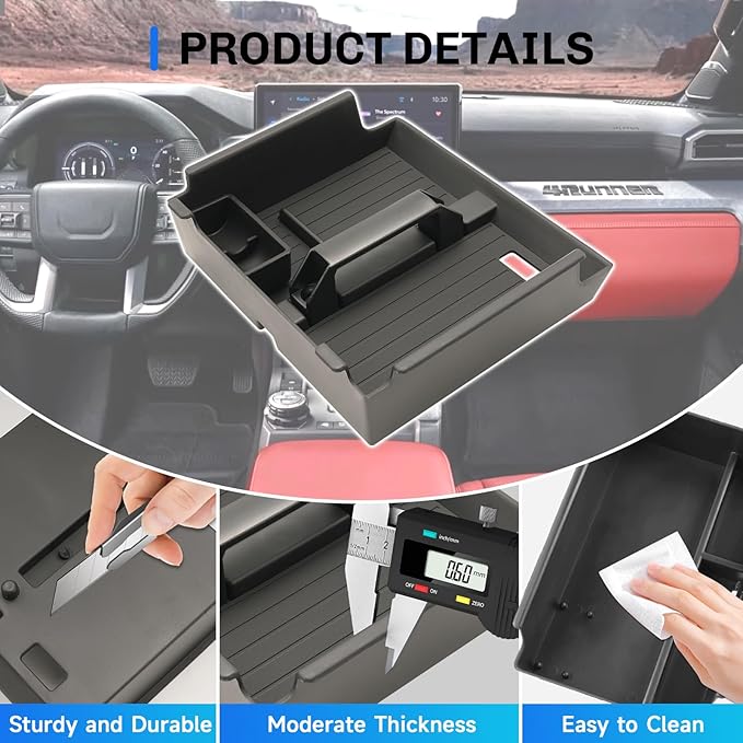 SXCY for 2025 2026 Toyota 4Runner Center Console Organizer for 2025 2026 Toyota 4Runner Accessories 2025 2026 6th Gen 4Runner Center Console Tray Middle Console Armrest Organizer(with Coin Holder)