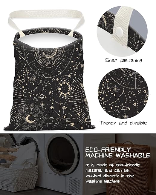 Car Trash Can, Seat Back Hanging Car Trash Bag, Cute Canvas Car Garbage Bag, Essential Car Trash Bin Car Organizers Sun and Moon