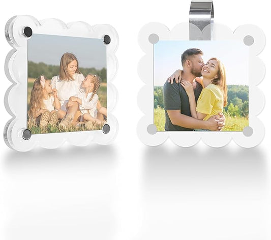 Car Sun Visor Photo Holder, Universal Magnetic Photo Clip, Decorate Visor with Personality (Transparent Wave, 3.2x3.2)