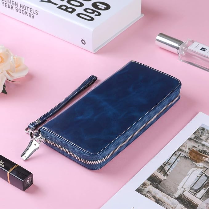 Lavemi Small Compact Women Wallet RFID Blocking Genuine Leather Bifold Purse with ID Windows