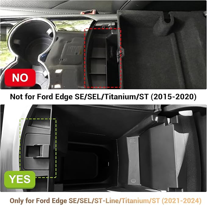 YEE PIN for 2024 Ford Edge Center Console Organizer Tray for 2021-2024 Edge SE/SEL/ST-Line/Titanium/ST Middle Console Organizer Center Console Storage Tray for 2024 Ford Edge SEL Accessories(Red)
